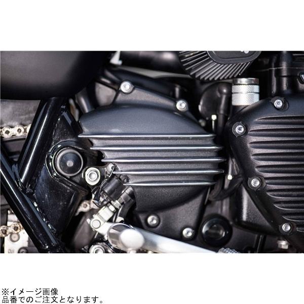 Motone モートーン MMU088 スプロケットカバー リブ ブラック/ポリッシュ T100/T120 SpeedTwin900 Scrambler900の画像