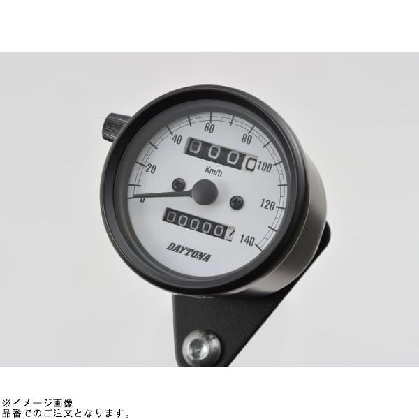 DAYTONA デイトナ 15624 機械式スピードメーター φ60 ホワイトLED照明 140km/h ブラックボディ/ホワイトパネル_1