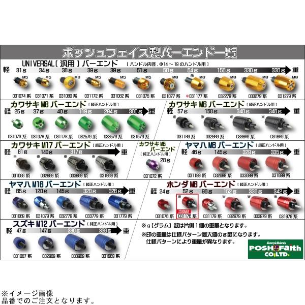 確認用④です!! POSH（ポッシュ） 031176-06-10 ソリッドバーエンドホンダ/スズキ純正