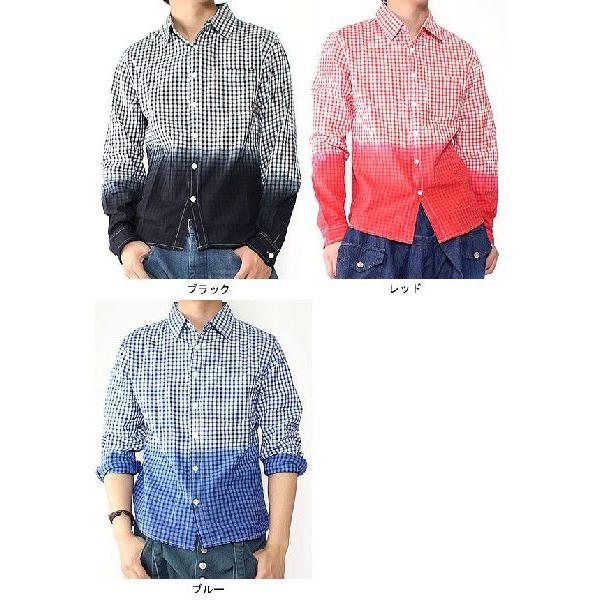 綿100％バイカラー染めチェックシャツ メンズ レディース A129