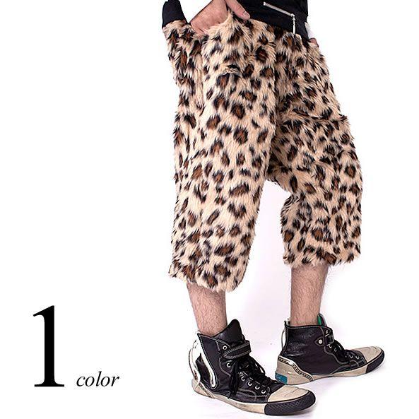 ショートパンツ ファー アニマル柄 ひょう柄 B046 : スピードオレンジ