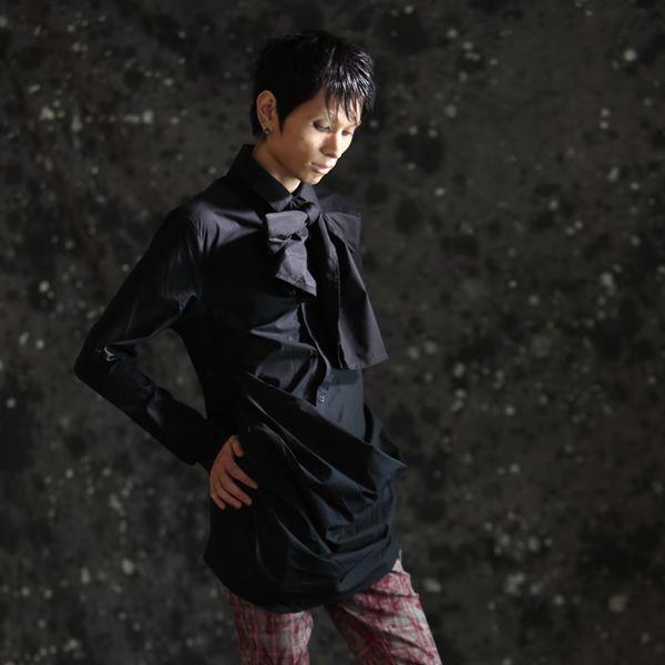 ドレスシャツ メンズ ドレスシャツ シャツ メンズ リボンタイ付き変形ドレープシャツ Mf003 Tr Sys Com