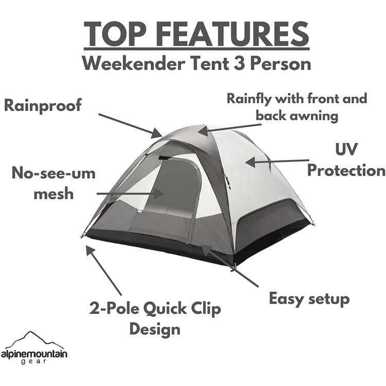 【アメリカコストコ品】アルパイン マウンテン ギア 3人用 ウィークエンダー テント Alpine Mountain Gear 3-person Weekender Tent アメリカコストコ品】アルパイン マウンテン ギア 3人用