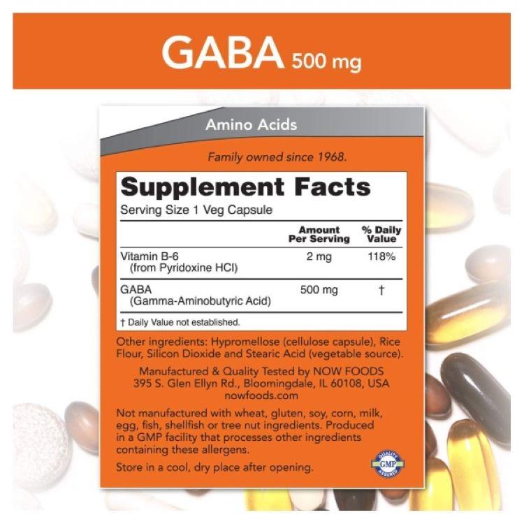 ナウフーズ ギャバ サプリメント 500mg 200粒 NOW Foods GABA ベジカプセル ビタミンB-6｜speedbody｜02