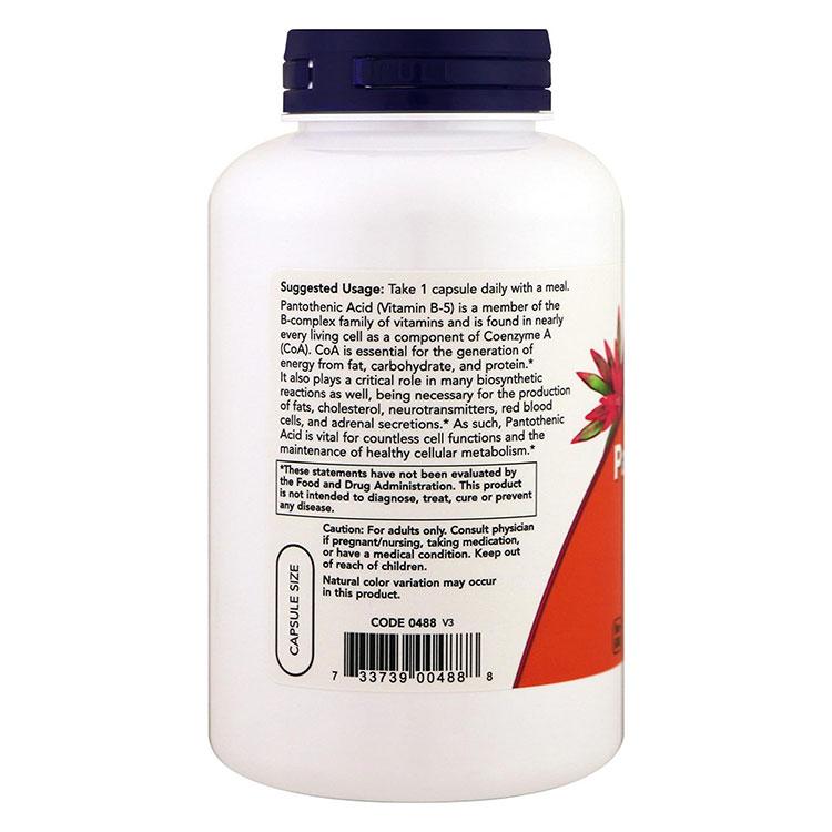 NOW パントテン酸 500mg　250カプセル NOW Foods（ナウフーズ） パントテン酸 500mg 250粒 ベジカプセル NOW