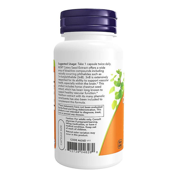 ナウフーズ セロリシード エキス ベジカプセル 60粒 NOW Foods Celery Seed Extract Veg Capsules セロリ種子 めぐりをサポート NF04626