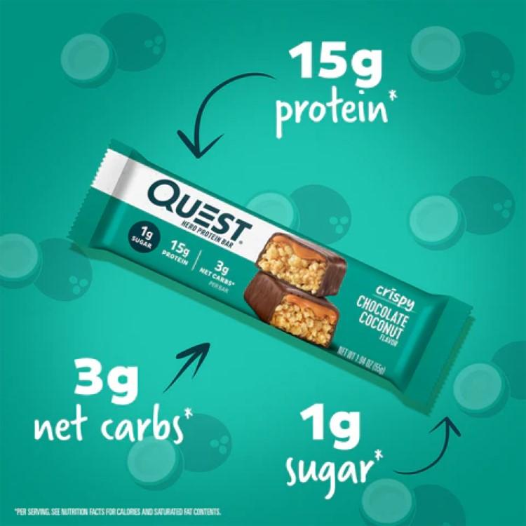 クエストニュートリション ヒーロープロテインバー チョコレート ココナッツ 12本 各55g (1.94oz) Quest Nutrition HERO PROTEIN BAR｜speedbody｜05