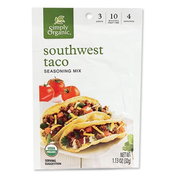 Simply Organic Garlic southwest taco seasoning mix 1.13 oz（32g）シンプリーオーガニック サウスウエスト タコ シーズニングミックス