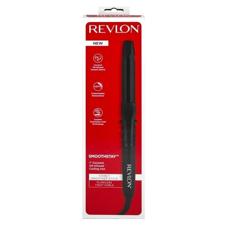 レブロン スムースステイ ココナッツオイル配合 カーリングアイロン 約25mm ブラック Revlon SmoothStay 1inch Coconut Oil お取り寄せ_1