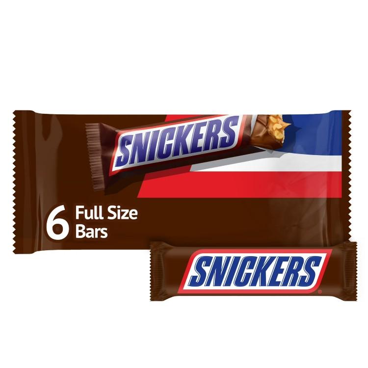 スニッカーズ フルサイズ チョコレートキャンディバー 316g 6本入り Snickers Full Size Chocolate Candy ...