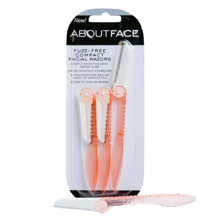 アバウトフェイス フェイシャルレザー 折りたたみ式 3本 About Face Fuzz-Free Folding Facial Razors ...