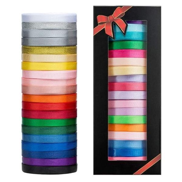サテンリボン 20色セット 約1cm×13.7m (0.4inch×15Yard)シルクリボン