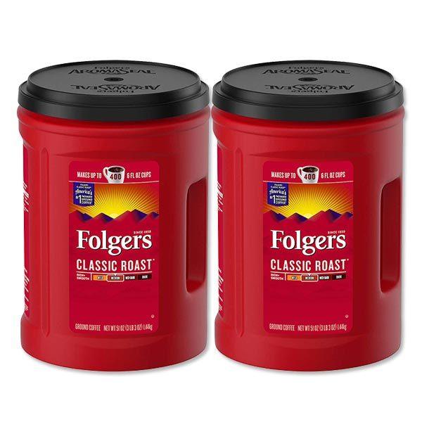 [2個セット] フォルジャーズ クラシックローストグラウンドコーヒー 挽き豆 ミディアム 各1.44kg Folgers Classic Roast Coffee Medium Roast