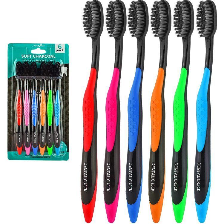 ♡新品・未使用♡ デイリーーワン　デンタルウォッシュ　歯ブラシ付き　4点セット デンタルチェック 炭 歯ブラシ 大人用 ソフト ホワイトニング 12本