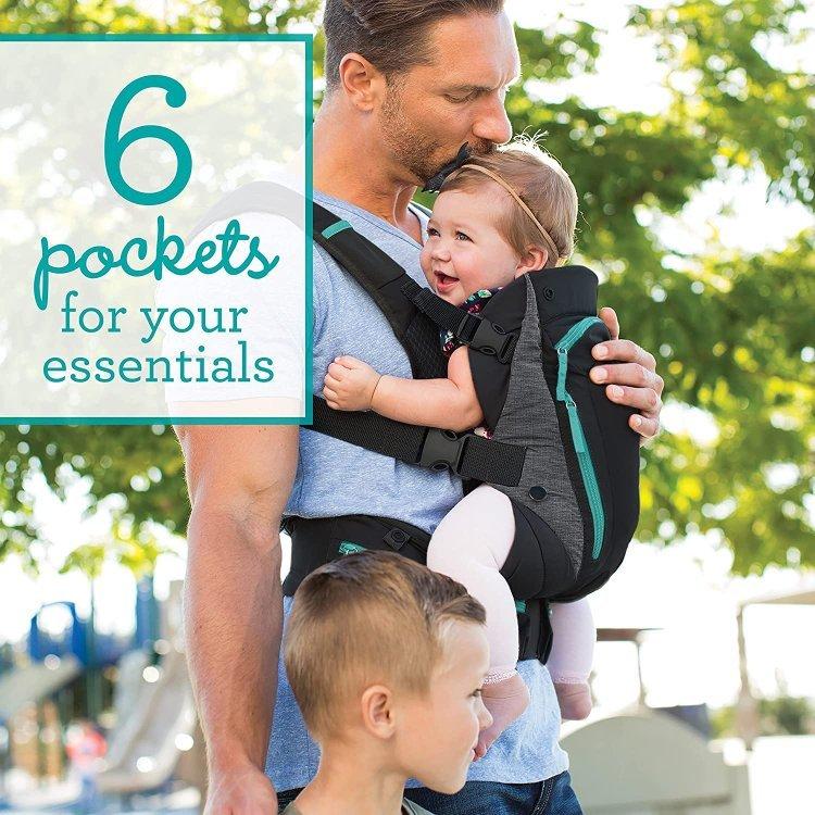インファンティーノ キャリーオンマルチポケットキャリア 抱っこ紐 ブラック Infantino CARRY ON MULTI-POCKET CARRIER 収納 人間工学の画像