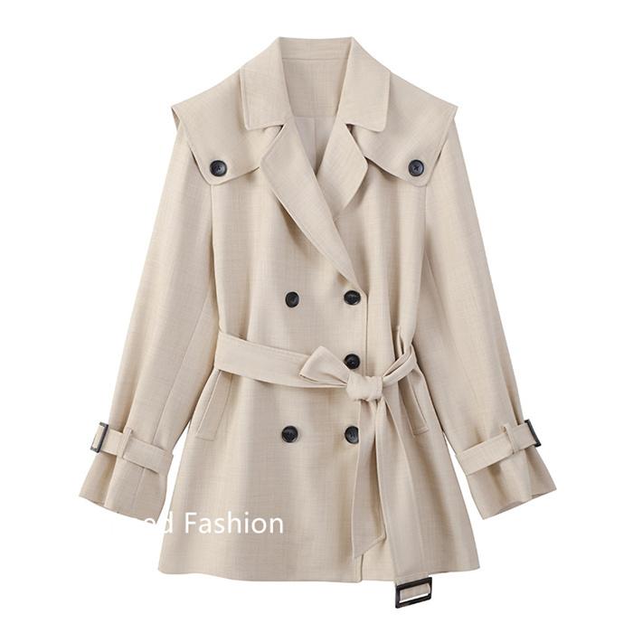 最新コレックション トレンチコートレディース 春秋コート ショットコート イギリス風 ダブルボタン ベルト付き ビッグポケット 通勤ビジネス 21sf 新版 Eelstien Com