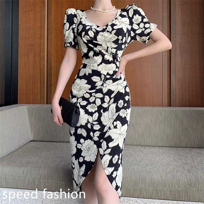 ワンピース レディース 夏 30代 40代 50代 ファッション 女性 上品 プリント タイトワンピース きれいめ 通勤 着痩せ 21sf 21sf Speed Fashion 通販 Yahoo ショッピング