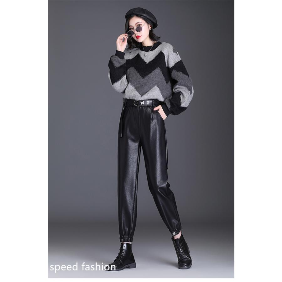 レザーパンツ 4年保証 レディース 革パン ズボン バイクパンツ フェイクレザー かっこいい モーターパンツ サルエルパンツ 大きいサイズ 裏起毛 21sf1004 カジュアル