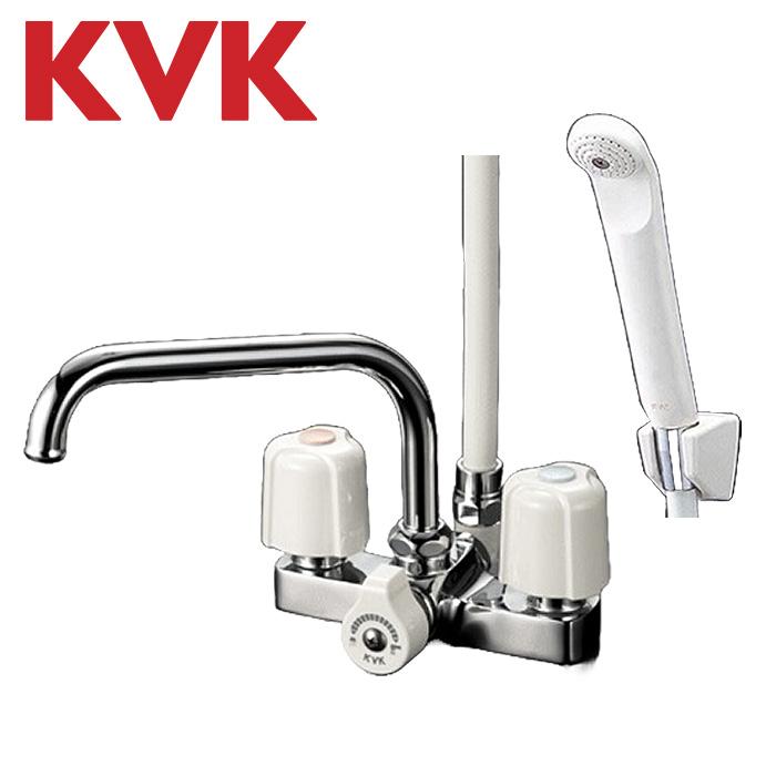 KVK KVK KF14E 台付 2ハンドルシャワー バスルーム用台付 デッキ形