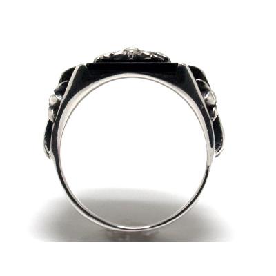 500円引きクーポン シンプル アクセサリー リング メンズ シルバー925 かっこいい Rm1 19x 19号 シルバーリング トリプルフレアクロスモチーフ オニキス おもしろ メンズアクセサリー Albinofoundation Org
