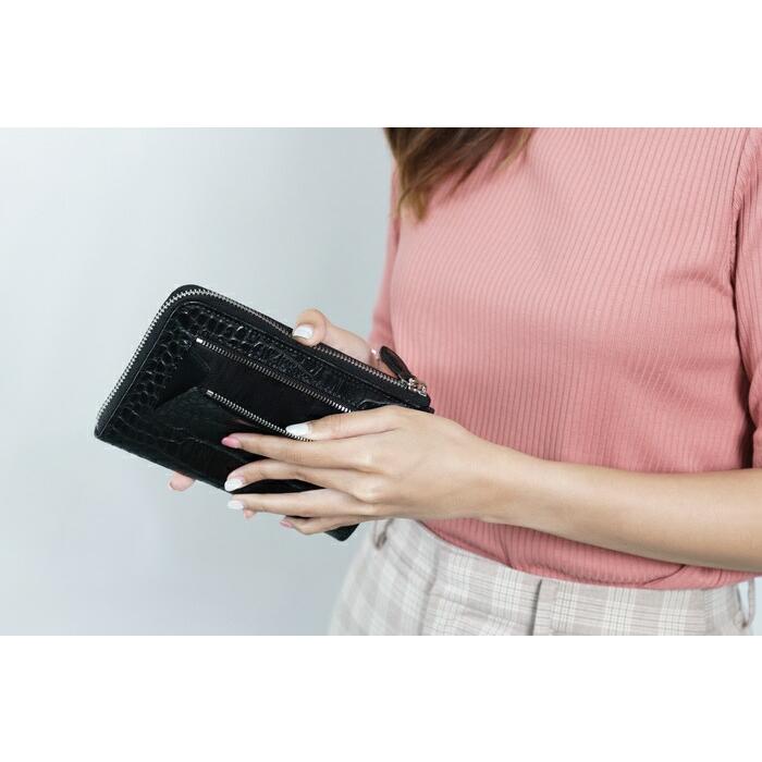 長財布 小さめ レディース 本革 クロコ型押し 大容量 薄い l字 長財布 小さめ レディース 本革 クロコ型押し 大容量 薄い l字
