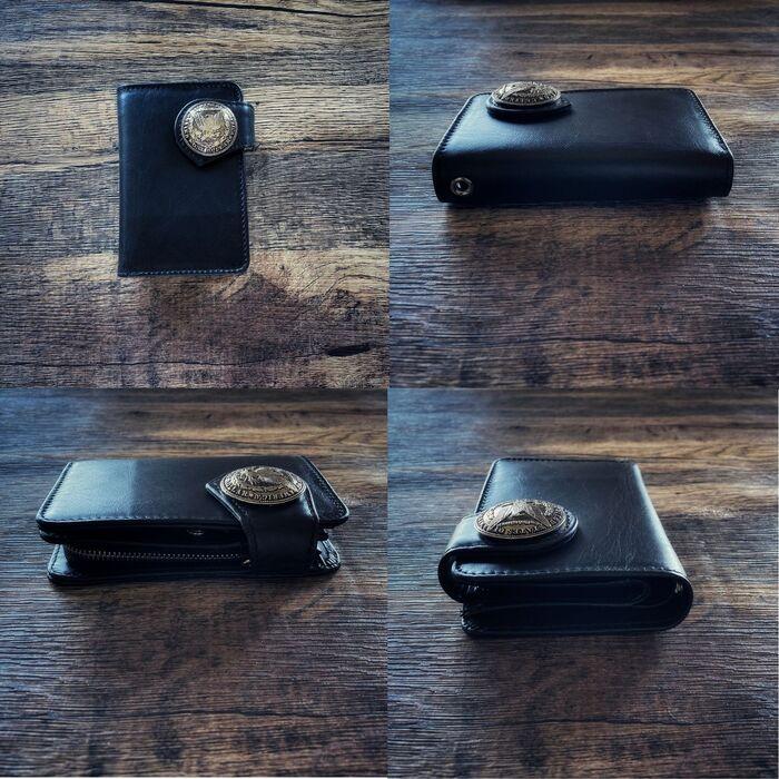 二つ折り財布 バイカーズウォレット ミドルウォレット メンズ レザー