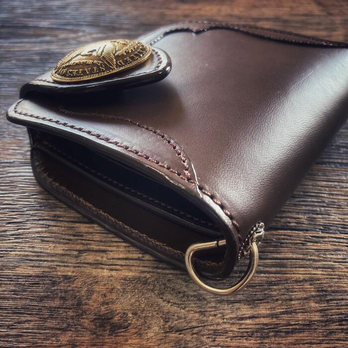 二つ折り財布 バイカーズウォレット ミニ財布 メンズ 本革 小さい財布