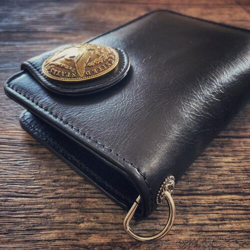 二つ折り財布 バイカーズウォレット ミドルウォレット メンズ レザー