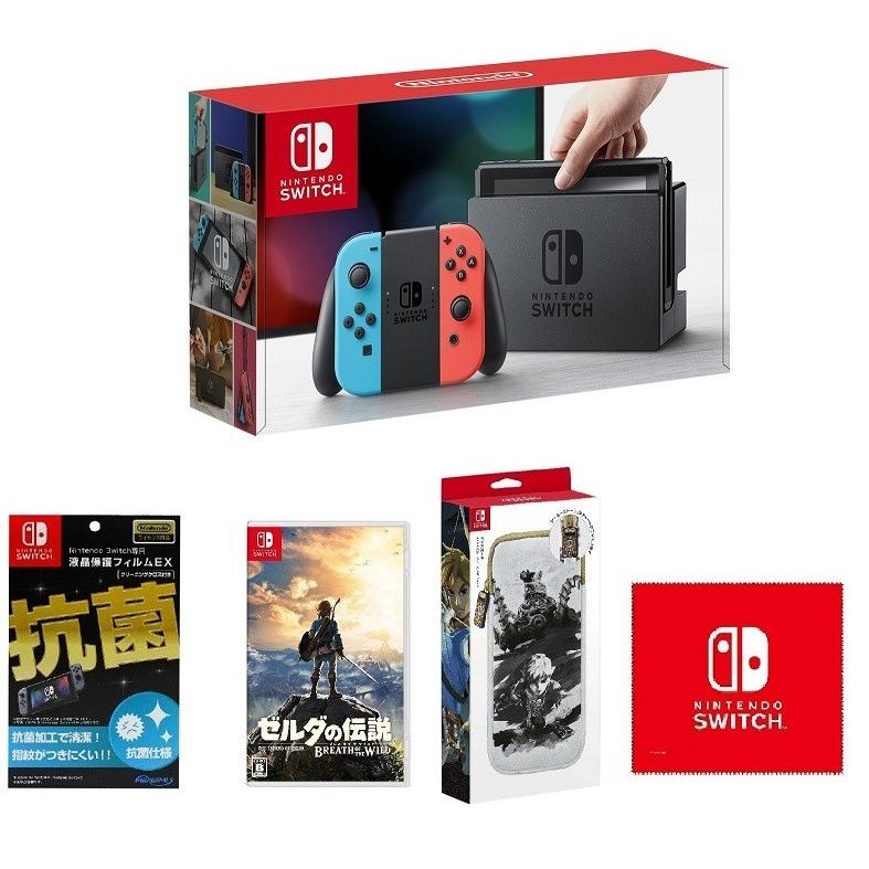 限定セット10 フィルムex付 Nintendo Switch Joy Con L ネオンブルー R ネオンレッド ゼルダの伝説 ブレス オブ ザ ワイルド ポーチ クロス Blusquare Org