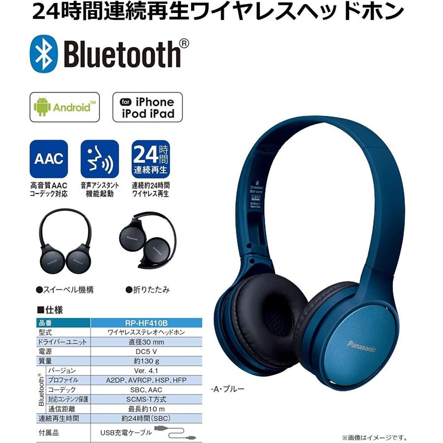 (未使用･未開封品)　パナソニック ワイヤレスステレオインサイドホン (ブルー) RP-HF410B-A bt0tq1u Panasonic（パナソニック） 【新品】1週間以内発送 密閉型ヘッドホン