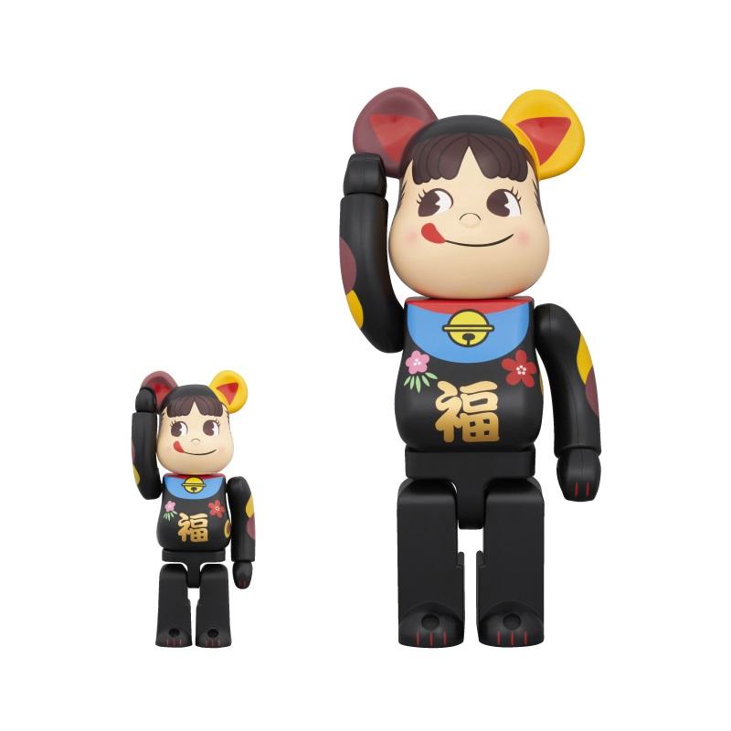 ベアブリック 招き猫 ペコちゃん 福黒 100%＆400% 新品】1週間以内発送 BE@RBRICK 招き猫 ペコちゃん 福 黒 100% & 400