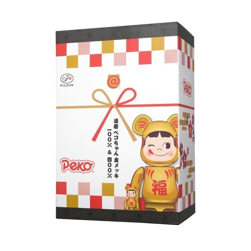 新品】1週間以内発送 BE@RBRICK 達磨 ペコちゃん 金メッキ 100% & 400 