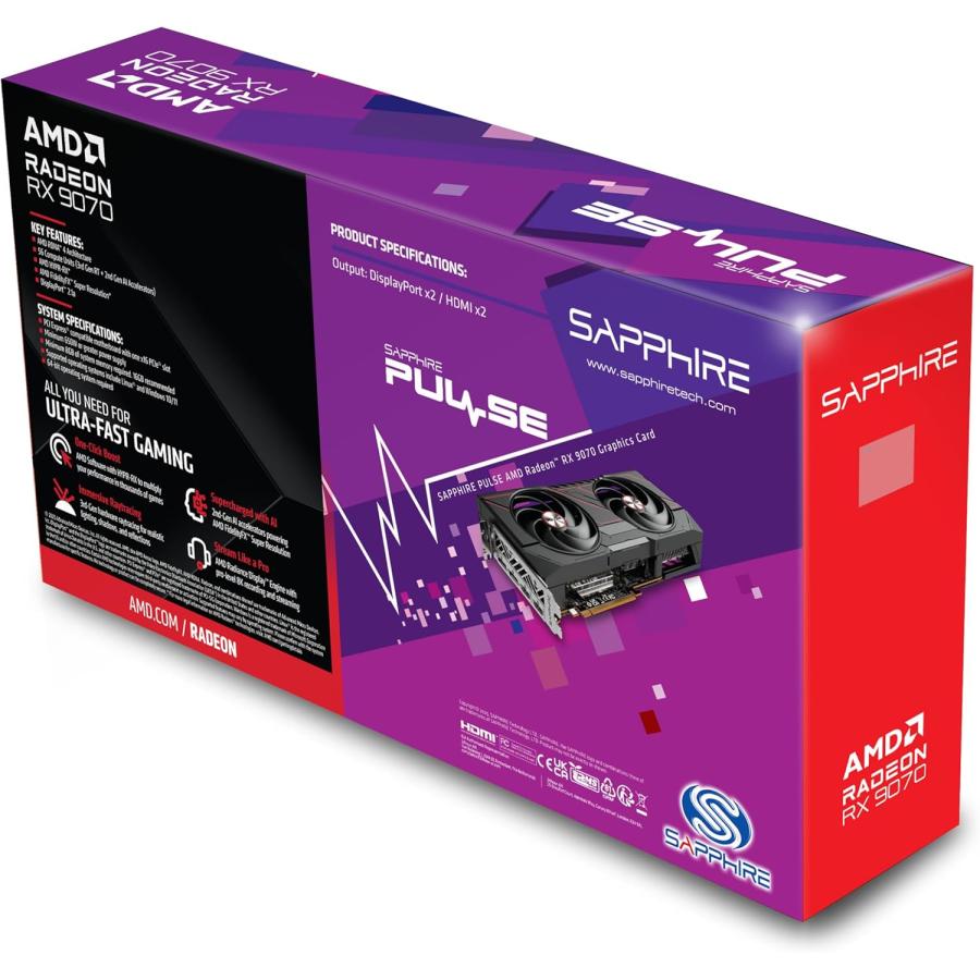 新品】1週間以内発送 【代引き不可】SAPPHIRE PULSE Radeon RX 9070 