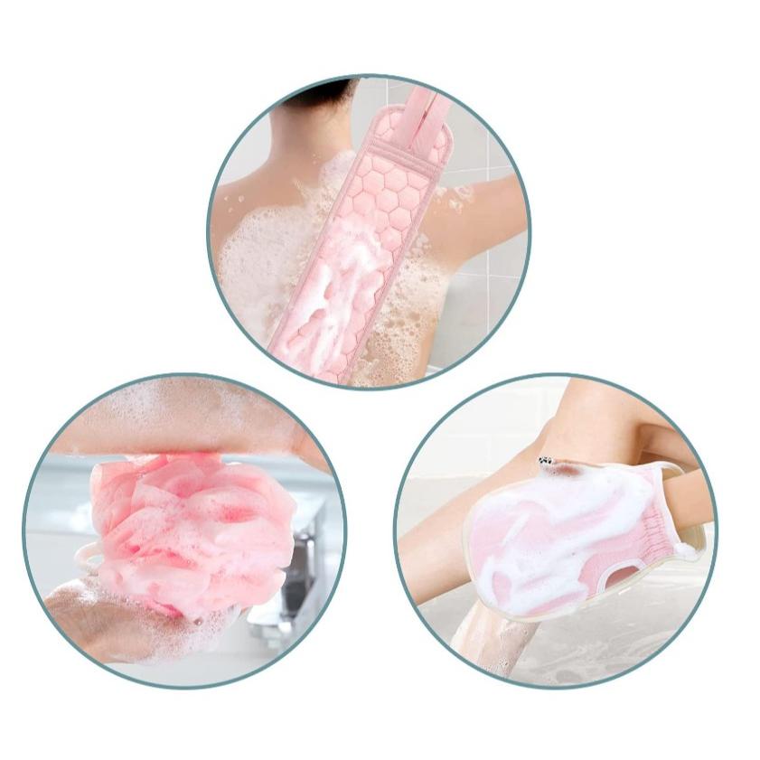 バスグッズ ３点セット泡立てネット ボディ用  スポンジ タオル 垢すり 手袋 シャワー ボディ用 背中 柔軟 速乾 お風呂グッズ ディープクリーニング 角質除去 |  | 07
