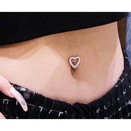 ボディピアス へそピアス 14G へそピ 逆バーベル オープンハート へそ