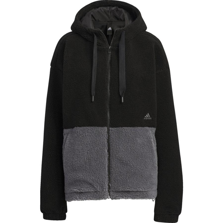 adidas（アディダス） カラーブロック ルーズフィット ボア フルジップ 