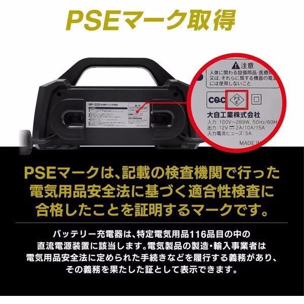 大自工業 Meltec MP-220 全自動パルスバッテリー充電器 (バイク