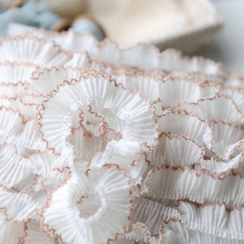 ドール用手芸用品]シフォンプリーツフリルピコ刺繍/Z172 （幅約2cm/約