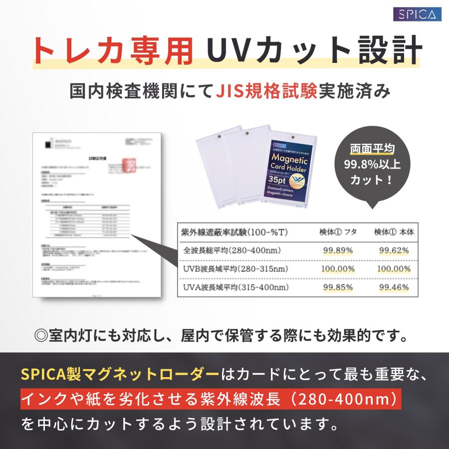 マグネットローダー 35pt UV99.8%カット 10個 収納 ケース ポケモンカード ポケカ オリパ トレカケース 遊戯王 ワンピースカードゲーム トレーディングカード｜spica-style｜04