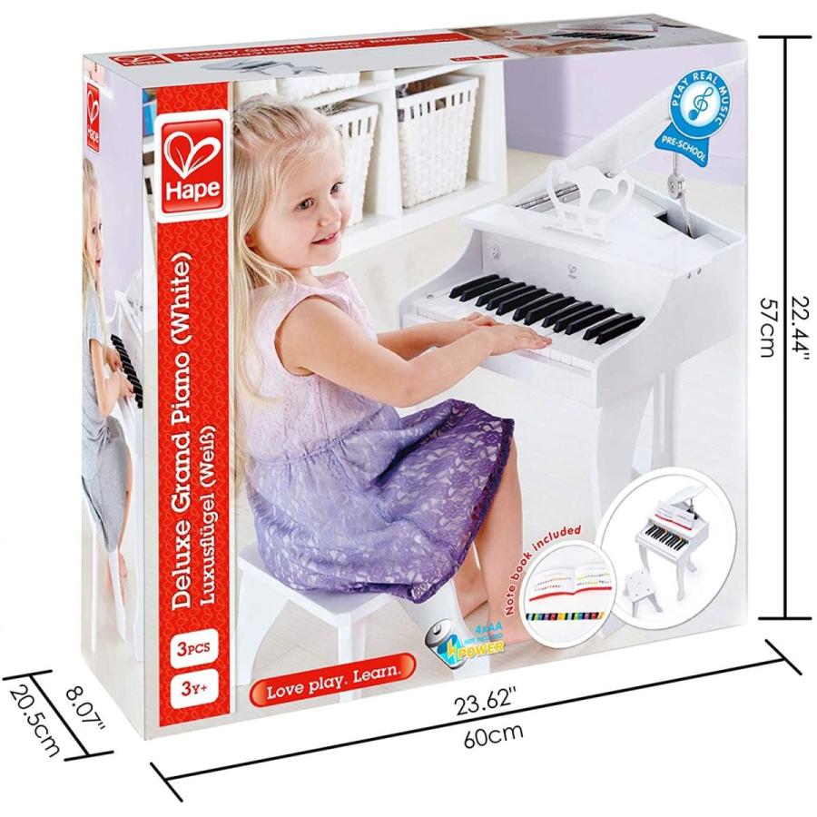 Hape(ハペ) デラックスグランドピアノ(白色) E0338A ハペ デラックスグランドピアノ 白色 E0338A