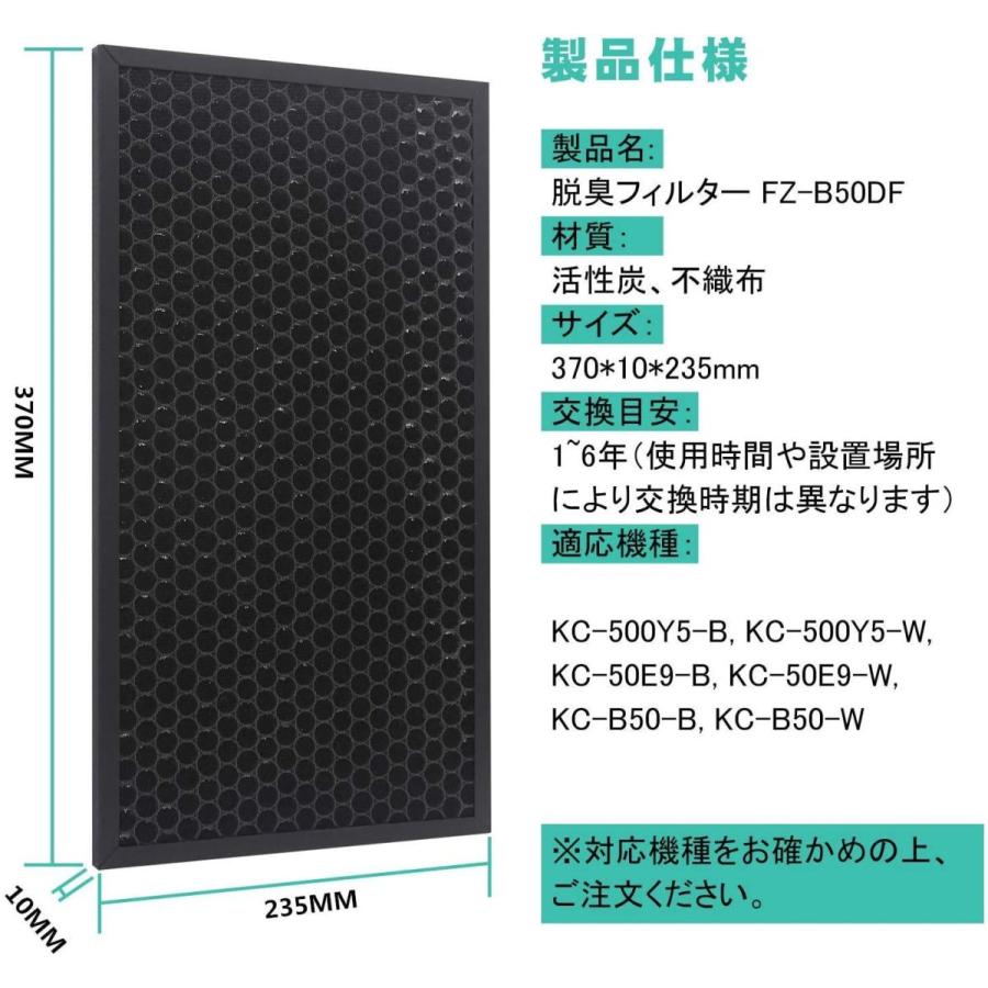 FZ-BX50HF FZ-B50DF空気清浄機用交換フィルター 脱臭フィルター FZ-B50DF と 集じんフィルター HEPAフィルター|spica2021|08