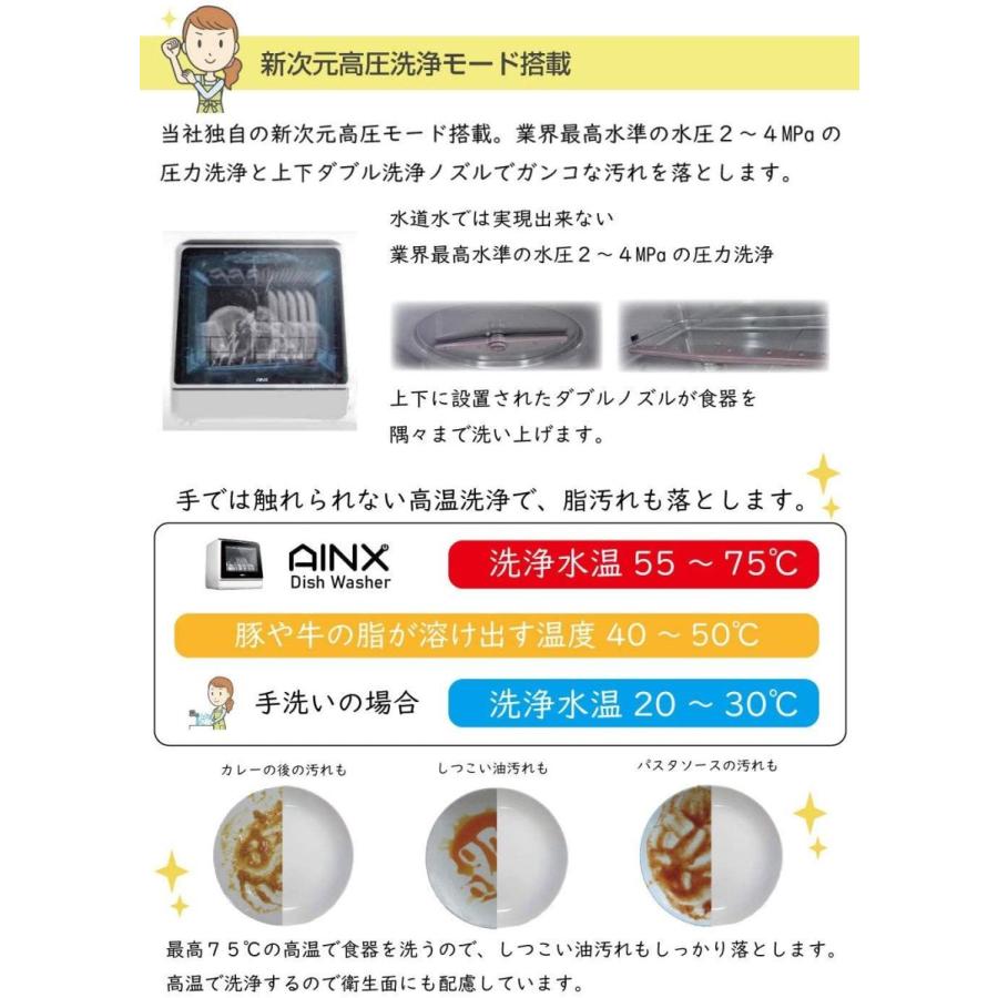 アイネクス AINX 工事がいらない 食器洗い乾燥機 AX-S3W ホワイト AINX 工事がいらない 食器洗い乾燥機 AX S3W ホワイト PVC