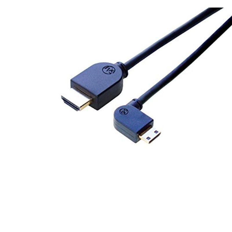 HDMI 新品 本物 当店在庫だから安心 ミニHDMI 変換ケーブル 片方L型 セール 右向き Ver1.4 イーサネット 4KX2K解像度 フルHD対応 2m 3D
