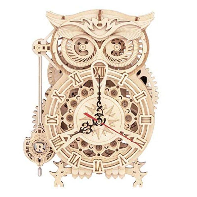 日本人気超絶の 立体パズル パズル 置き時計 木製 木 DiY フクロウ 時計 在庫限り アンティークデザイン 柱 デザイナーズクロック 北欧 レトロ 時計 その他インテリア時計