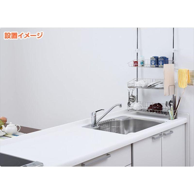 アーネスト 日本製 水切りかご (突っ張り) ステンレス 3段 (ワイド