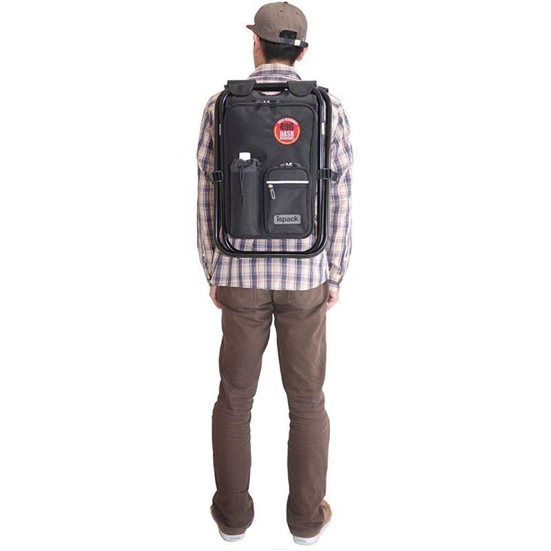 イスパック アウトドア 椅子付き リュック 2WAY ペットボトルポケット付き IS-4WD11 ブラック ナイロン アウトドア 椅子付き リュック 2WAY ペットボトルポケット付き IS 4WD11 ブラック