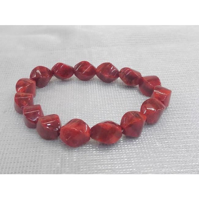 ツジモト真珠の本珊瑚 ブレスレット 赤珊瑚 アフリカ珊瑚 四面ひねり