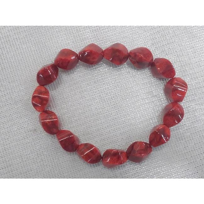 ツジモト真珠の本珊瑚 ブレスレット 赤珊瑚 アフリカ珊瑚 四面ひねり