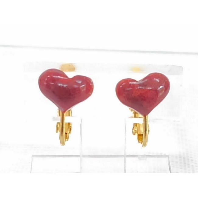 ツジモト真珠の本珊瑚 イヤリング アフリカ珊瑚 ハート 金色メッキ