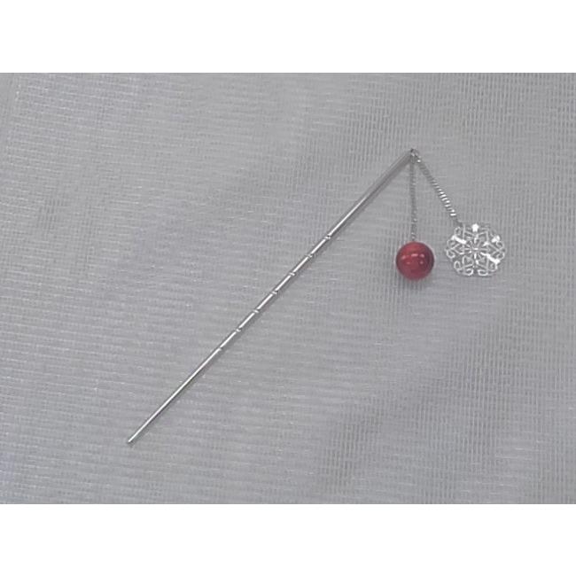 ツジモト真珠の本珊瑚 かんざし 12mm アフリカ珊瑚 髪飾り 赤珊瑚 1本